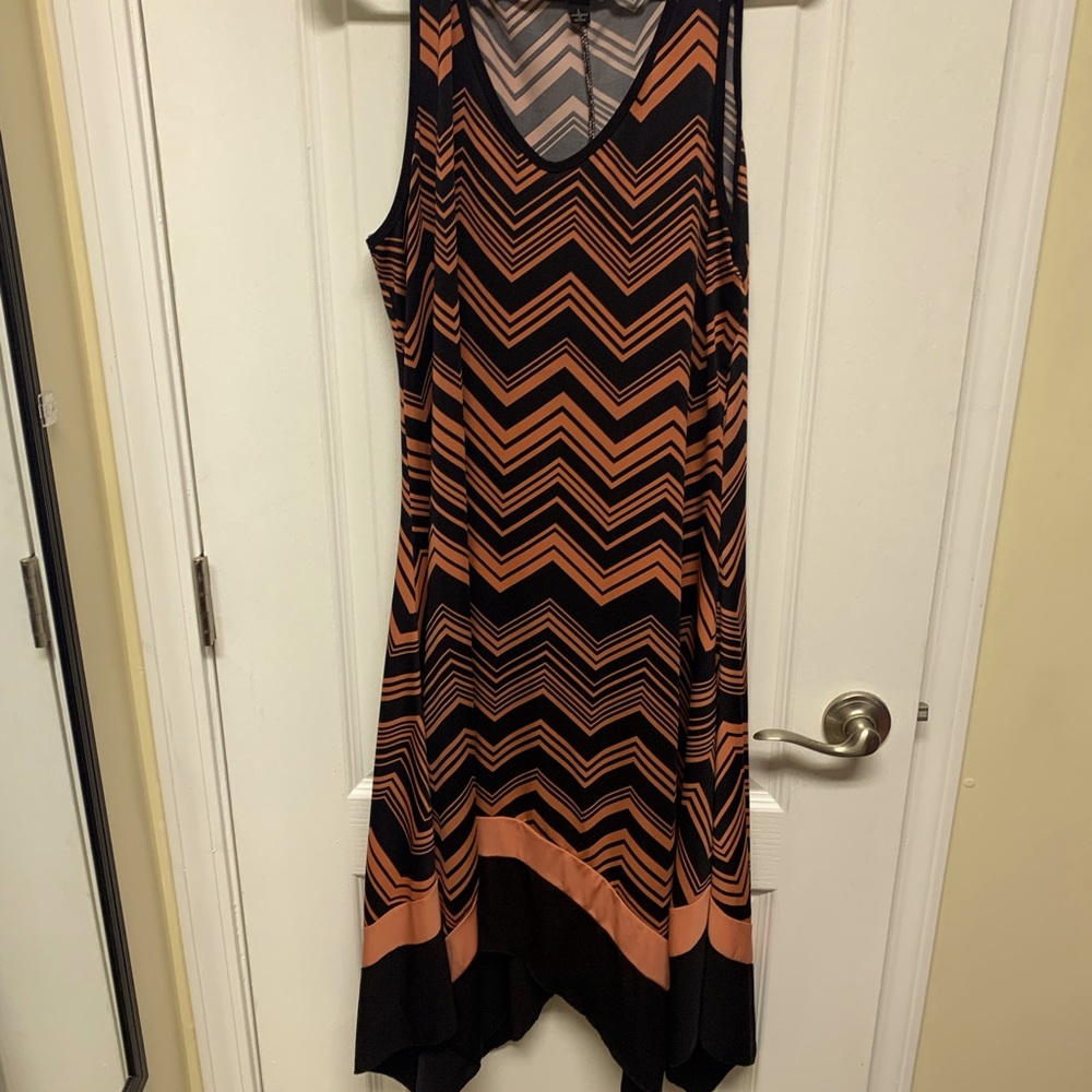 sleeveless striped asymmetrical hemmed midi dress